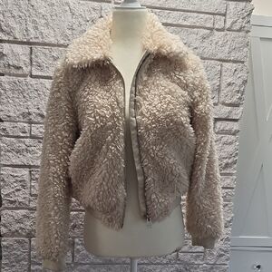 H&M Cream Faux Shearling Zip-Up Jacket